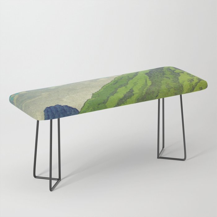 Iksey Crossing - Summer Green Mountain Ukiyoe Nature Landscape Bench Gallery Image 1