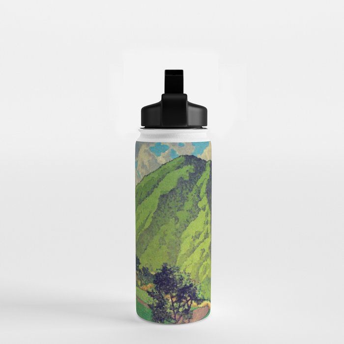 Iksey Crossing - Summer Green Mountain Ukiyoe Nature Landscape Water Bottle Gallery Image 2