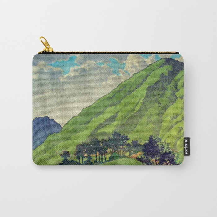 Iksey Crossing - Summer Green Mountain Ukiyoe Nature Landscape Carry All Pouch Gallery Image 1