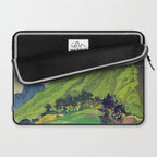 Iksey Crossing - Summer Green Mountain Ukiyoe Nature Landscape Laptop Sleeve Gallery Image 2
