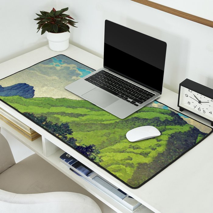 Iksey Crossing - Summer Green Mountain Ukiyoe Nature Landscape Desk Mat Gallery Image 2