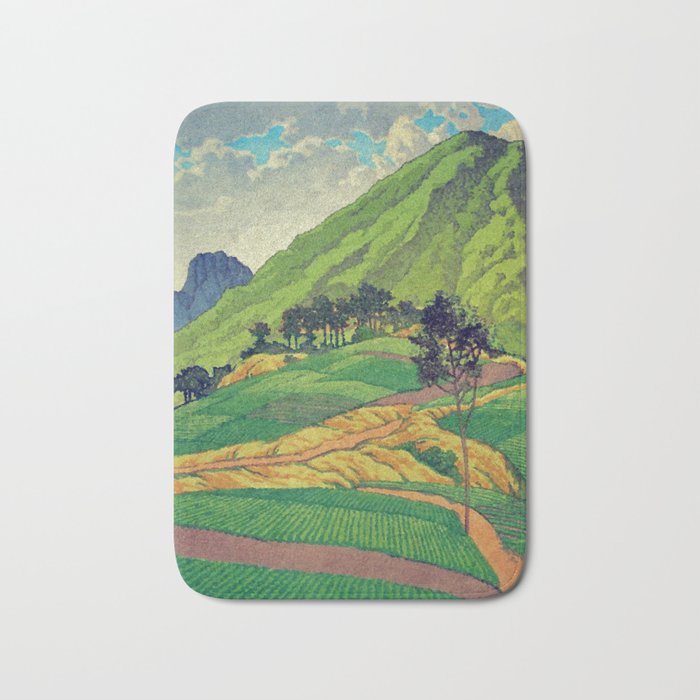 Iksey Crossing - Summer Green Mountain Ukiyoe Nature Landscape Bath Mat Gallery Image 1