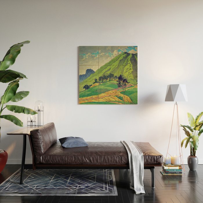 Iksey Crossing - Summer Green Mountain Ukiyoe Nature Landscape Wood Wall Art Gallery Image 2