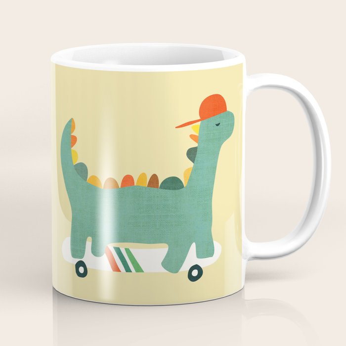 Dinosaur on retro skateboard Coffee Mug Gallery Image 1