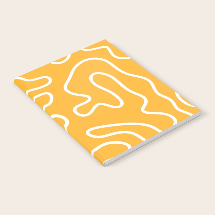 Squiggle Maze Abstract Minimalist Pattern in Mustard and White Notebook Gallery Image 1