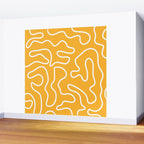 Squiggle Maze Abstract Minimalist Pattern in Mustard and White Wall Mural Gallery Image 2