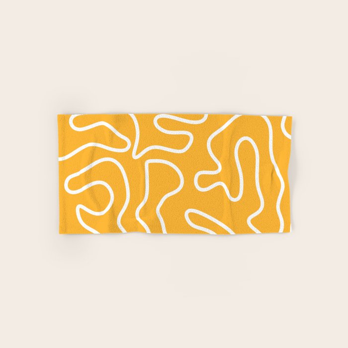 Squiggle Maze Abstract Minimalist Pattern in Mustard and White Bath Towel Gallery Image 1