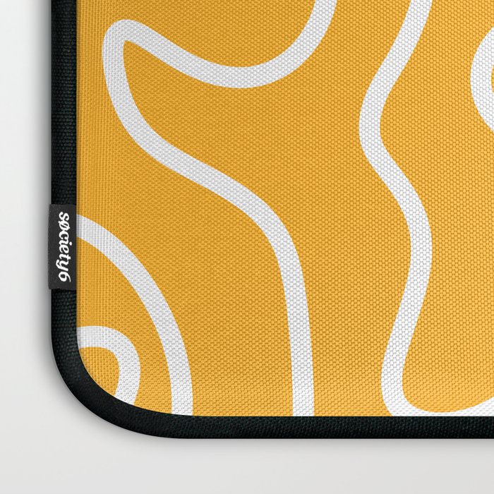 Squiggle Maze Abstract Minimalist Pattern in Mustard and White Laptop Sleeve Gallery Image 3