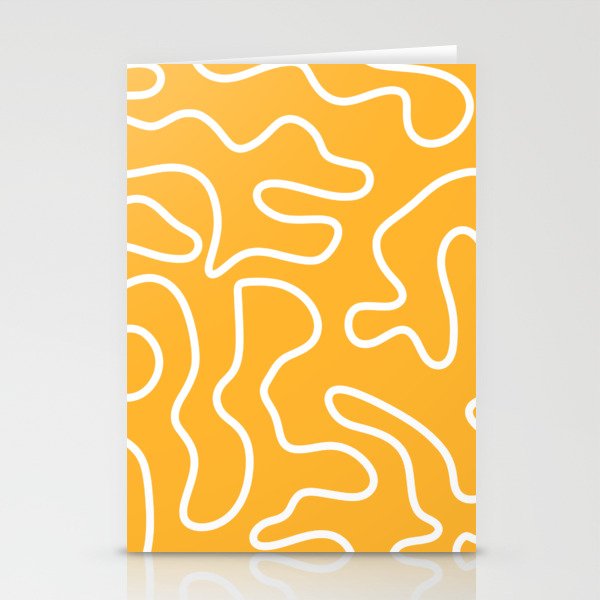 Squiggle Maze Abstract Minimalist Pattern in Mustard and White Stationery Card Gallery Image 1