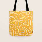 Squiggle Maze Abstract Minimalist Pattern in Mustard and White Tote Bag Gallery Image 1