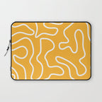 Squiggle Maze Abstract Minimalist Pattern in Mustard and White Laptop Sleeve Gallery Image 1