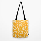 Squiggle Maze Abstract Minimalist Pattern in Mustard and White Tote Bag Gallery Image 2