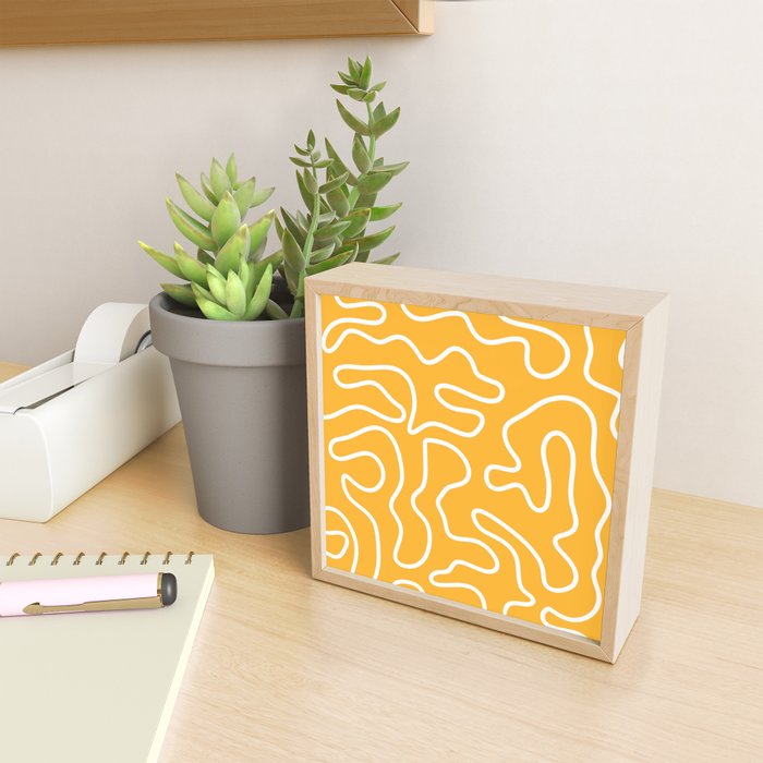 Squiggle Maze Abstract Minimalist Pattern in Mustard and White Mini Art Print Gallery Image 2