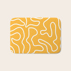 Squiggle Maze Abstract Minimalist Pattern in Mustard and White Bath Mat Gallery Image 1