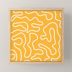 Squiggle Maze Abstract Minimalist Pattern in Mustard and White Mini Art Print Gallery Image 1