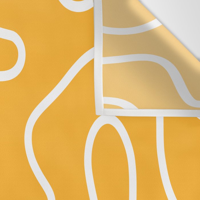 Squiggle Maze Abstract Minimalist Pattern in Mustard and White Wall Tapestry Gallery Image 3