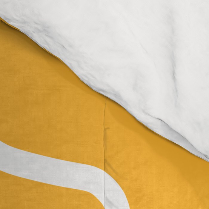 Squiggle Maze Abstract Minimalist Pattern in Mustard and White Comforter Gallery Image 4