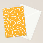 Squiggle Maze Abstract Minimalist Pattern in Mustard and White Stationery Card Gallery Image 2