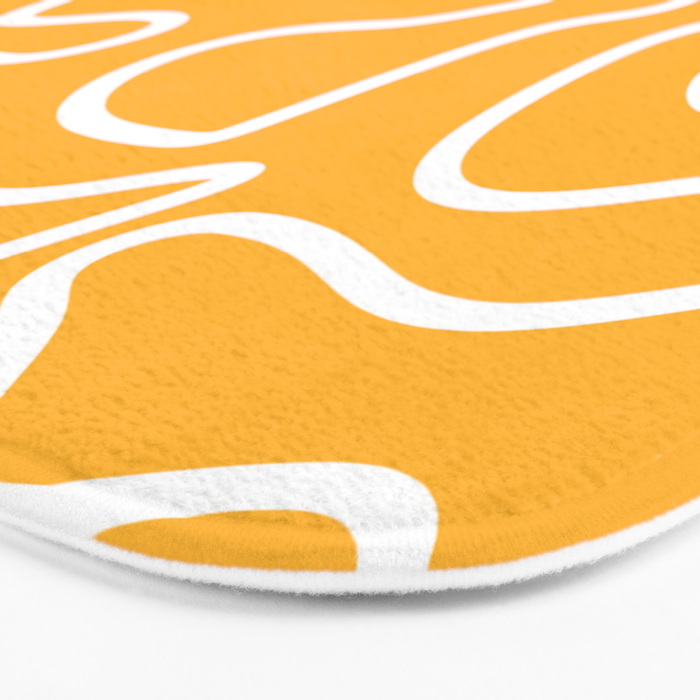 Squiggle Maze Abstract Minimalist Pattern in Mustard and White Bath Mat Gallery Image 3
