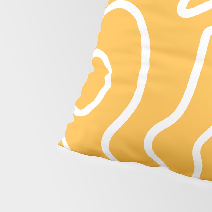 Squiggle Maze Abstract Minimalist Pattern in Mustard and White Pillow Sham Gallery Image 4