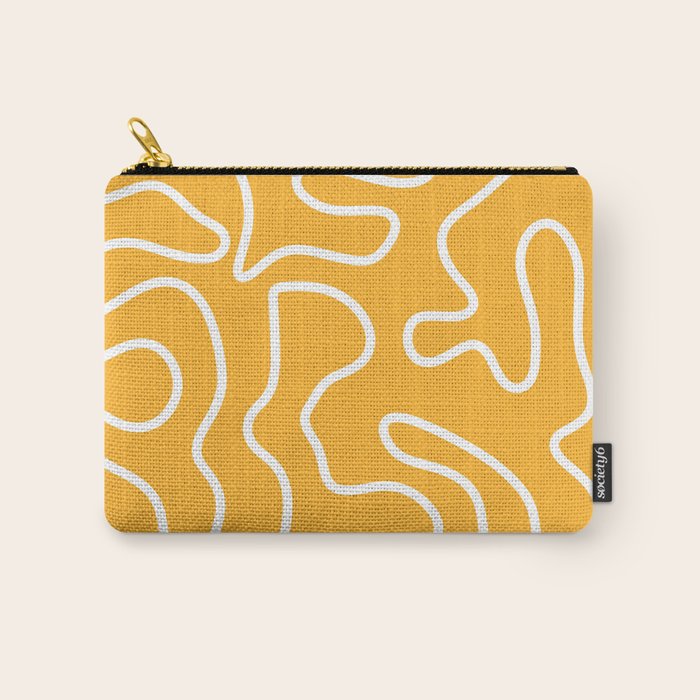 Squiggle Maze Abstract Minimalist Pattern in Mustard and White Carry All Pouch Gallery Image 1