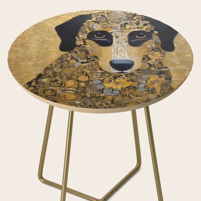 Black and Gold Klimt Dog Side Table Gallery Image 2
