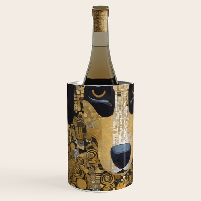 Black and Gold Klimt Dog Wine Chiller Gallery Image 1
