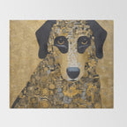 Black and Gold Klimt Dog Throw Blanket Gallery Image 2