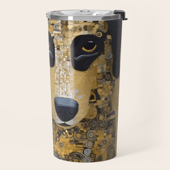 Black and Gold Klimt Dog Travel Mug Gallery Image 2