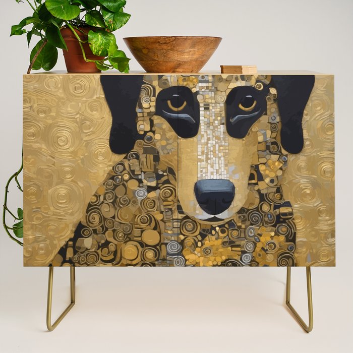 Black and Gold Klimt Dog Credenza Gallery Image 1