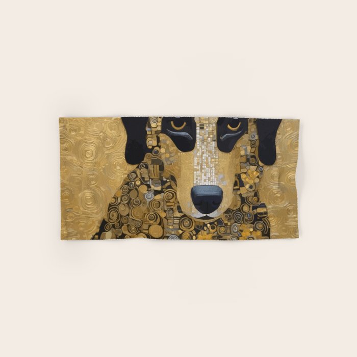 Black and Gold Klimt Dog Bath Towel Gallery Image 1