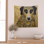 Black and Gold Klimt Dog Wall Tapestry Gallery Image 2