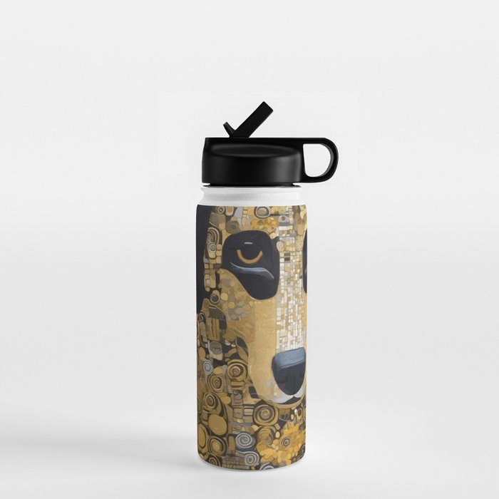 Black and Gold Klimt Dog Water Bottle Gallery Image 1