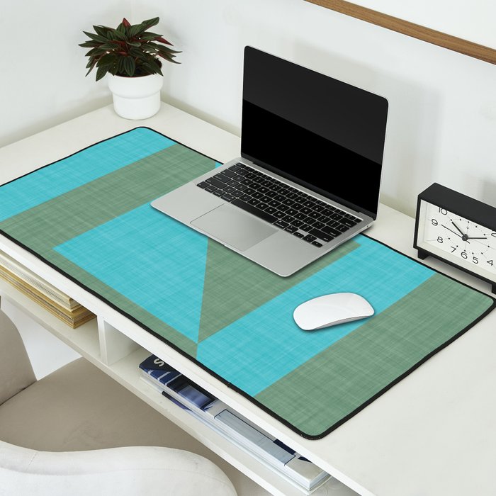 bold minimal greek geometry Green Blue Desk Mat Gallery Image 2