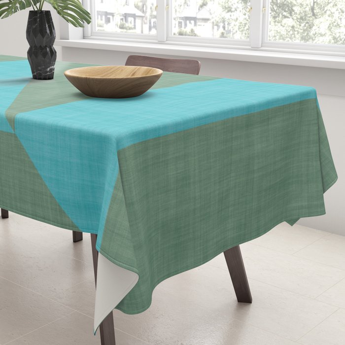 bold minimal greek geometry Green Blue Tablecloth Gallery Image 3