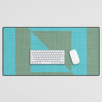 bold minimal greek geometry Green Blue Desk Mat Gallery Image 1
