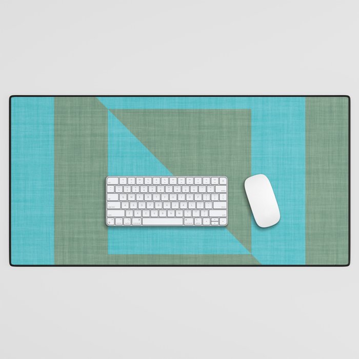 bold minimal greek geometry Green Blue Desk Mat Gallery Image 1