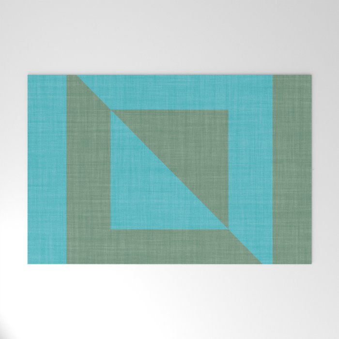 bold minimal greek geometry Green Blue Welcome Mat Gallery Image 1