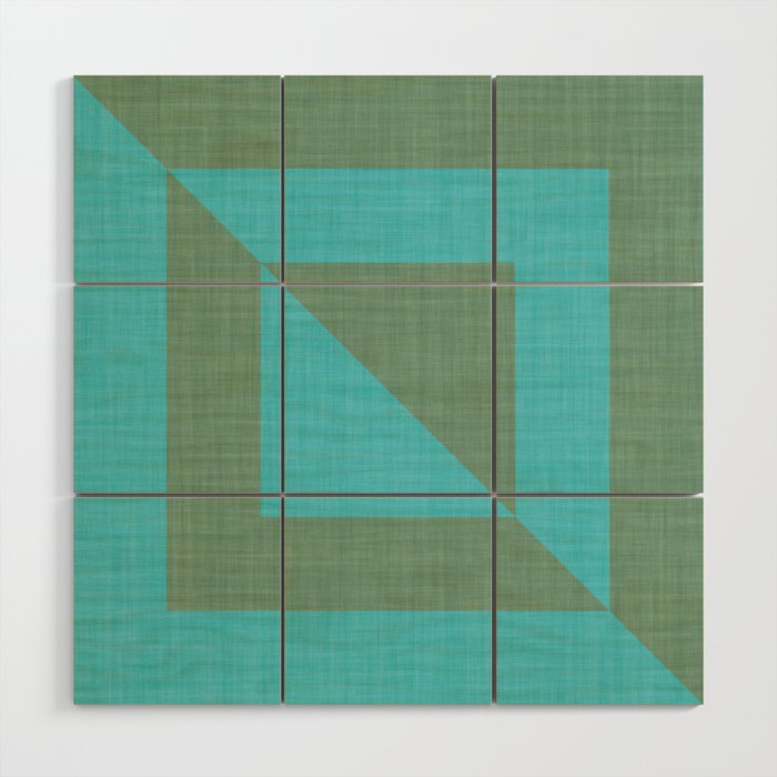 bold minimal greek geometry Green Blue Wood Wall Art Gallery Image 1