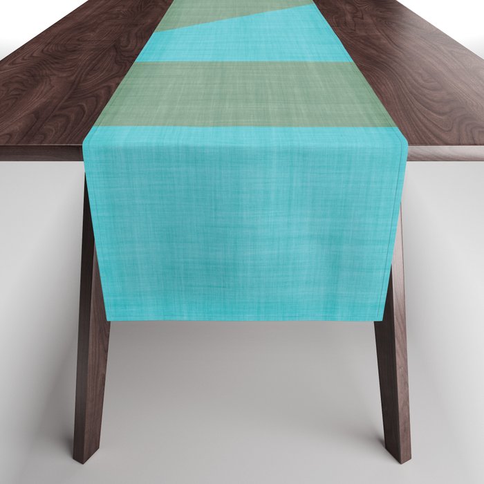 bold minimal greek geometry Green Blue Table Runner Gallery Image 1