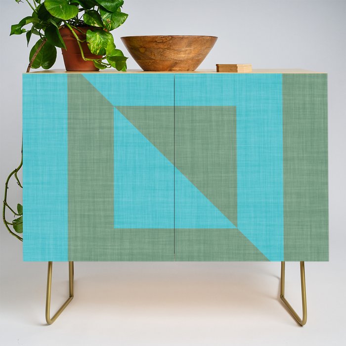 bold minimal greek geometry Green Blue Credenza Gallery Image 1