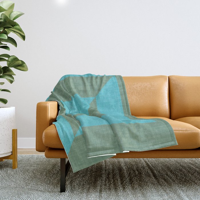 bold minimal greek geometry Green Blue Throw Blanket Gallery Image 1