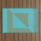 bold minimal greek geometry Green Blue Outdoor Rug Gallery Image 1