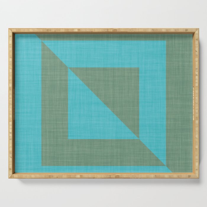 bold minimal greek geometry Green Blue Serving Tray Gallery Image 1