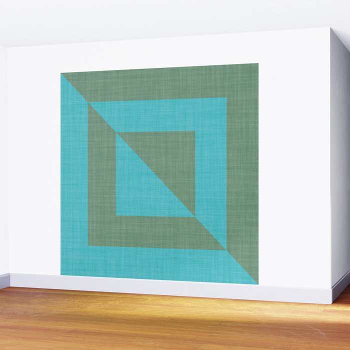 bold minimal greek geometry Green Blue Wall Mural Gallery Image 2