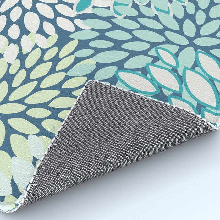 Christmas, Floral Prints, Teal, Blue and Green, Colour Prints Rug Gallery Image 4