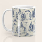 Alien Abduction Toile De Jouy Pattern in Blue Coffee Mug Gallery Image 3
