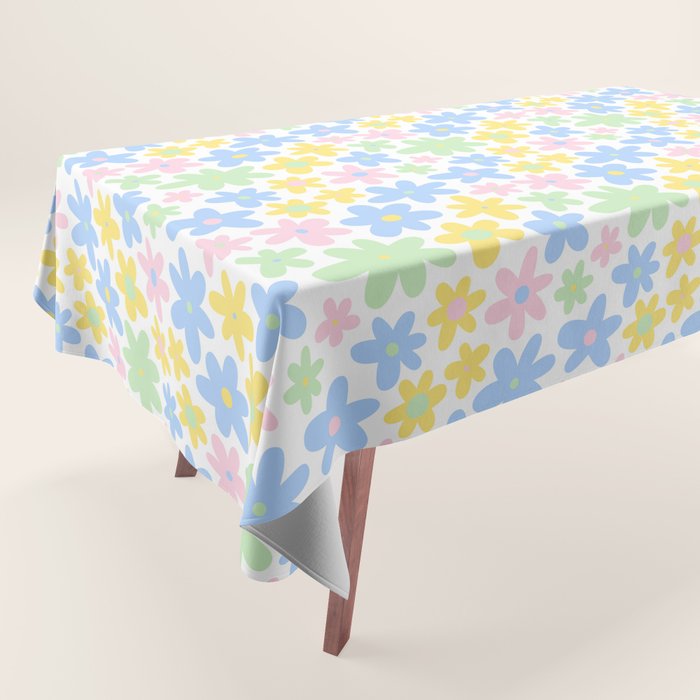 Colorful pastel flower art pattern Tablecloth Gallery Image 1
