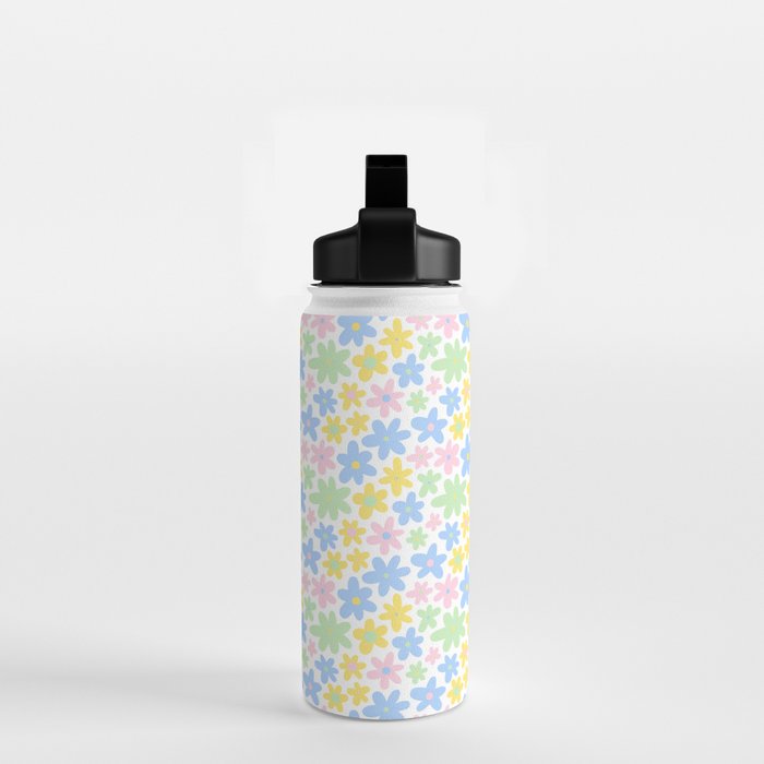 Colorful pastel flower art pattern Water Bottle Gallery Image 2