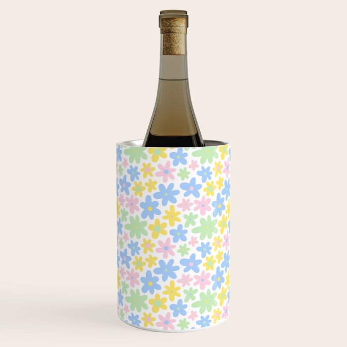 Colorful pastel flower art pattern Wine Chiller Gallery Image 3